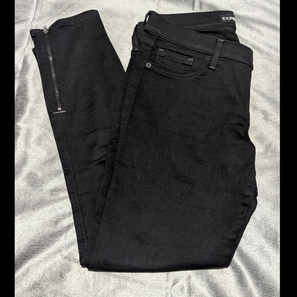 Express Jeans Stella Low Rise Extreme Stretch Zip Ankle Black 8R - Picture 1 of 5